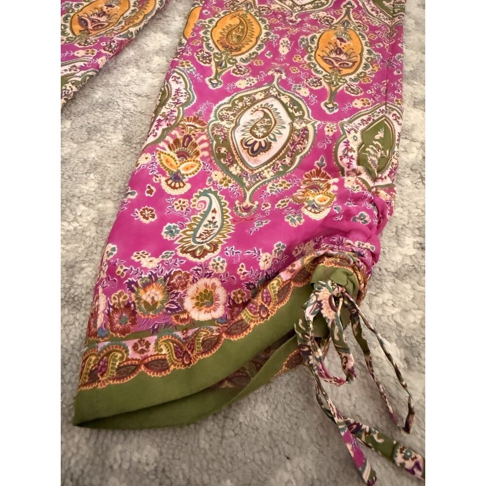 Ralph Lauren Magenta Paisley Silky Crepe Drawstring Cropped Pants S - Picture 3 of 9